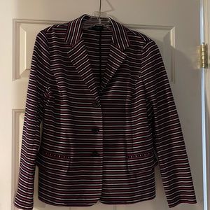 Talbots jersey blazer. Soft and comfy!  Navy fuscha and white.